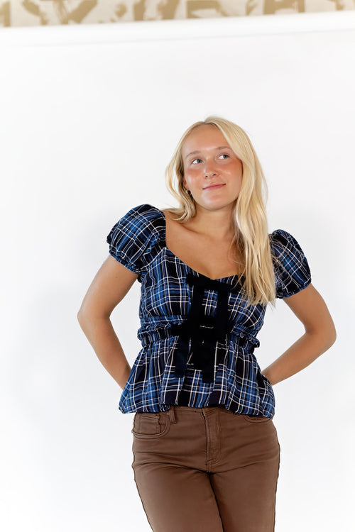 Emi Plaid Peplum Top