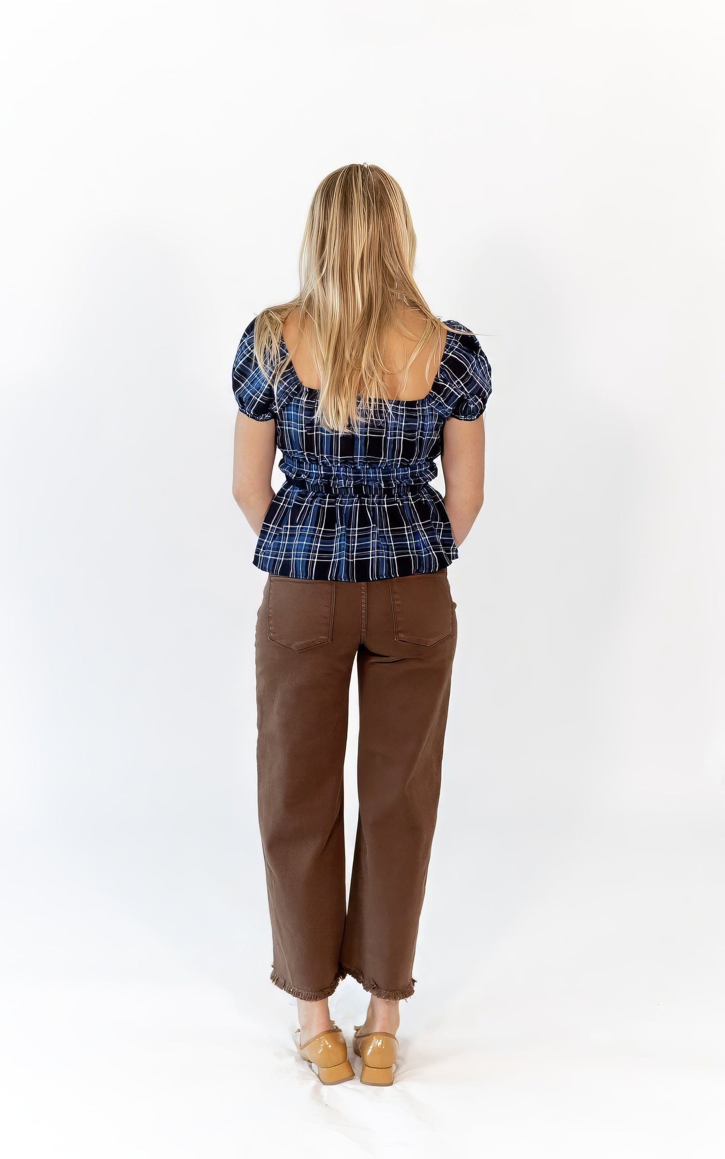 Emi Plaid Peplum Top