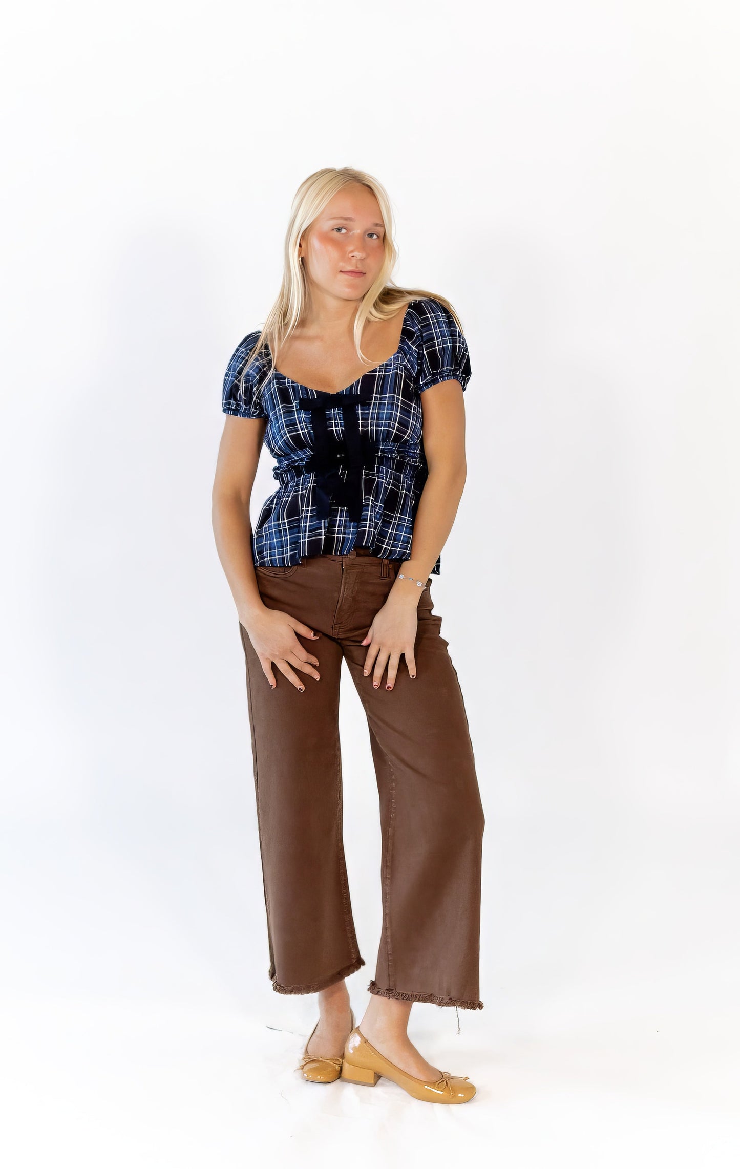 Emi Plaid Peplum Top