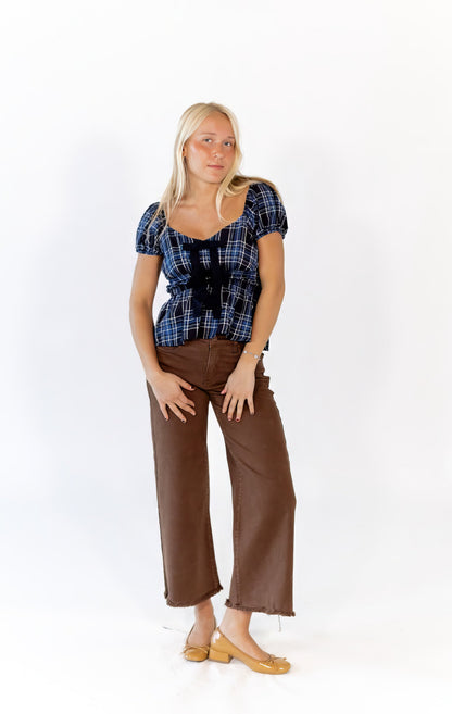 Emi Plaid Peplum Top