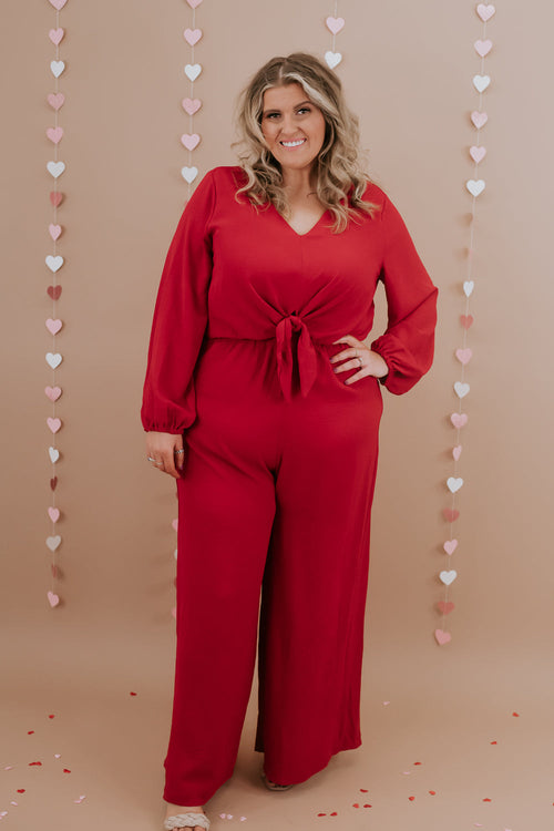 Black Tie Event Wide Leg Jumpsuit, red