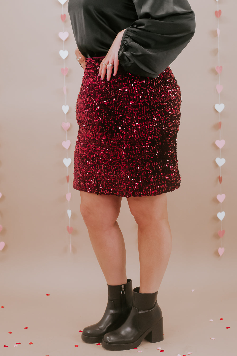 Dress To Impress Sequin Mini Skirt, Wine