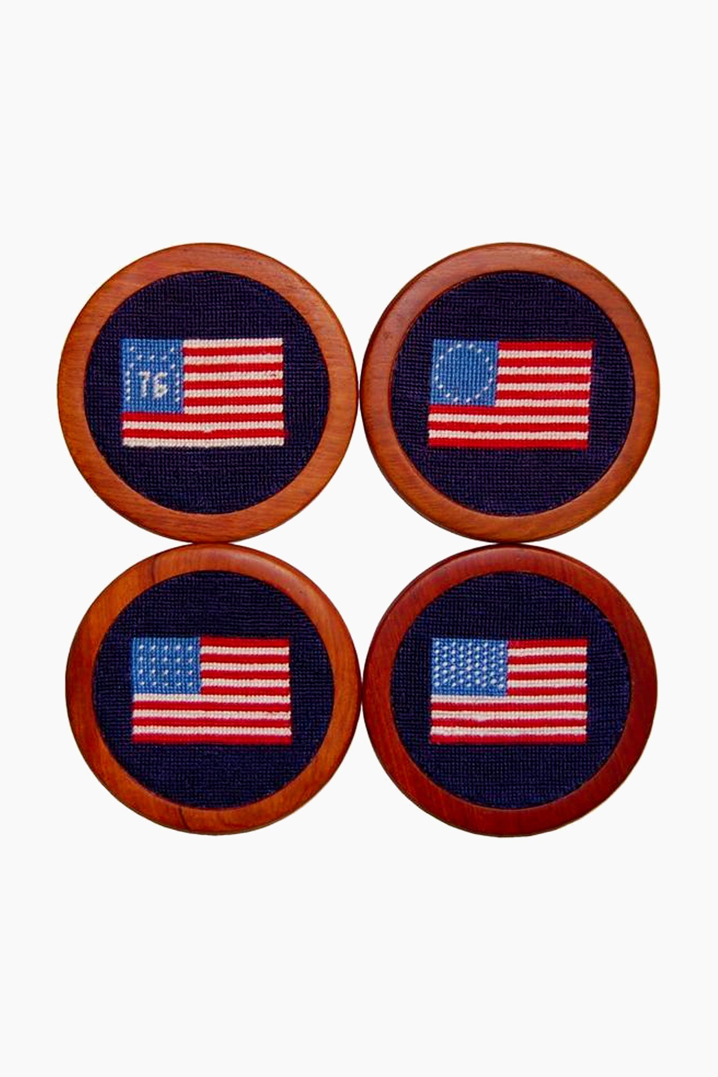 American Flag Needlepoint Coaster Set