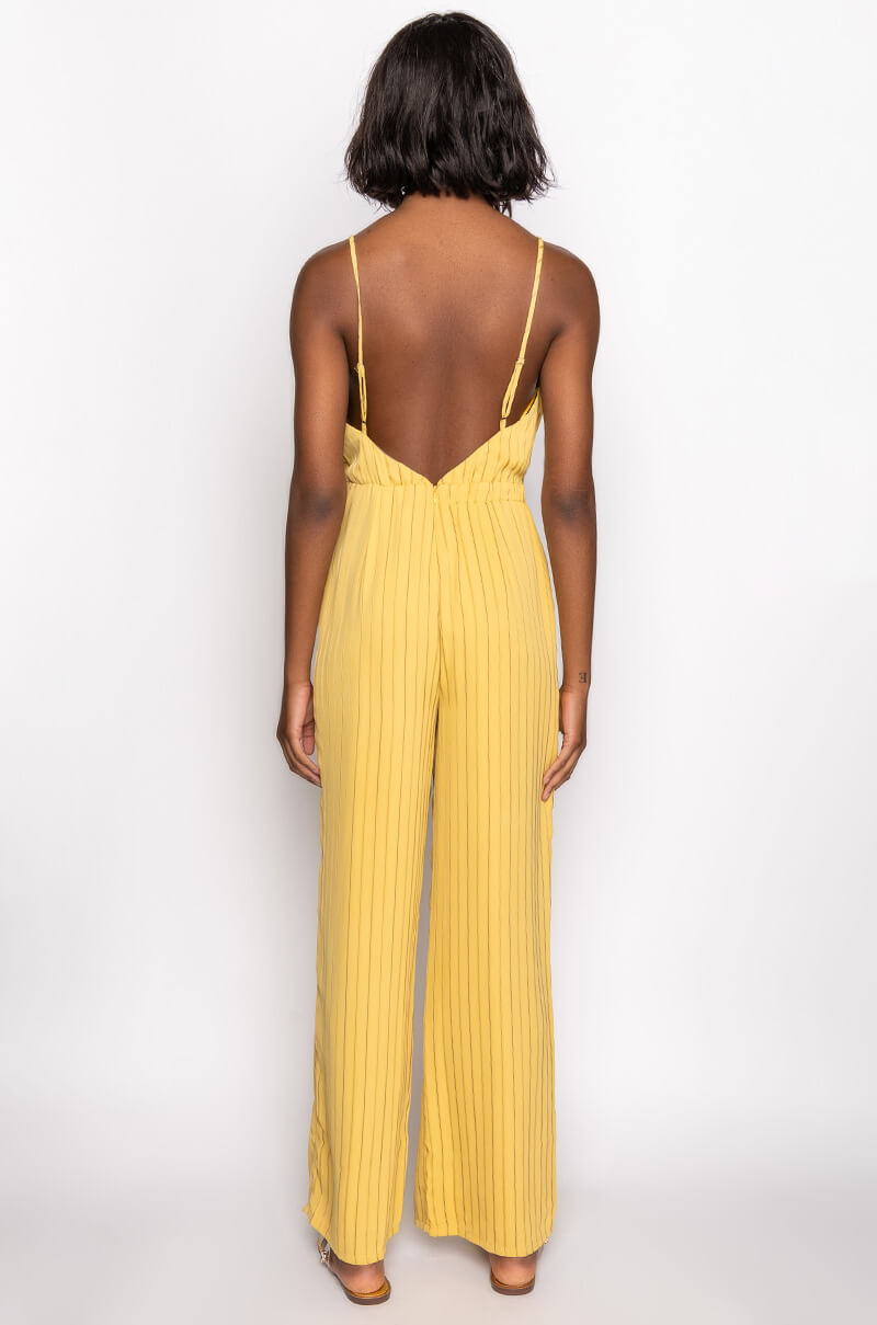ALL IN STRIPES COWL NECK JUMPSUIT