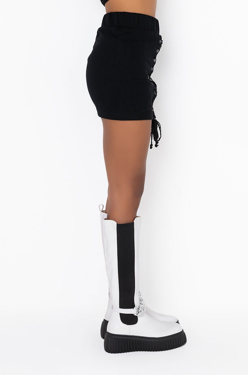 ALL SHE WROTE LACE UP SKIRT