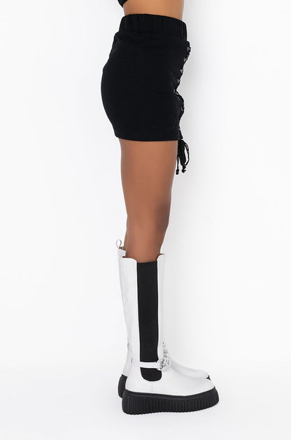 ALL SHE WROTE LACE UP SKIRT
