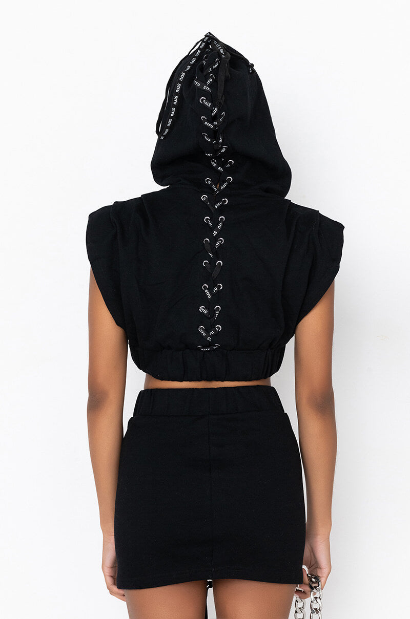 ALL SHE WROTE LACE UP TOP