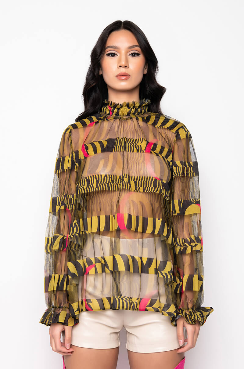 ALL THE LOVE YOU NEED SHEER BLOUSE YELLOW MULTI