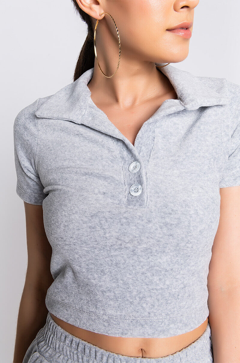 ALL UP IN YOUR FEELINGS DROPPED POLO SHIRT GREY