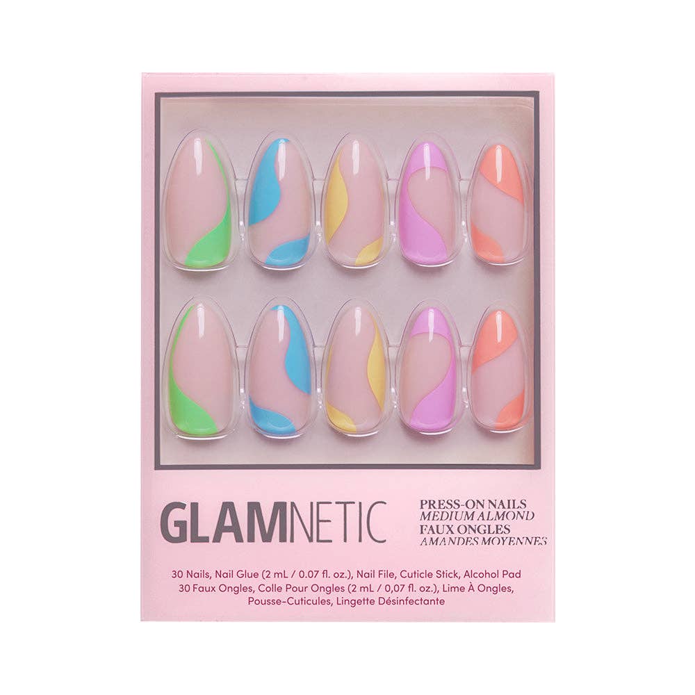 Rainbow Puff Press-On Nails |Medium Almond Multicolor Summer