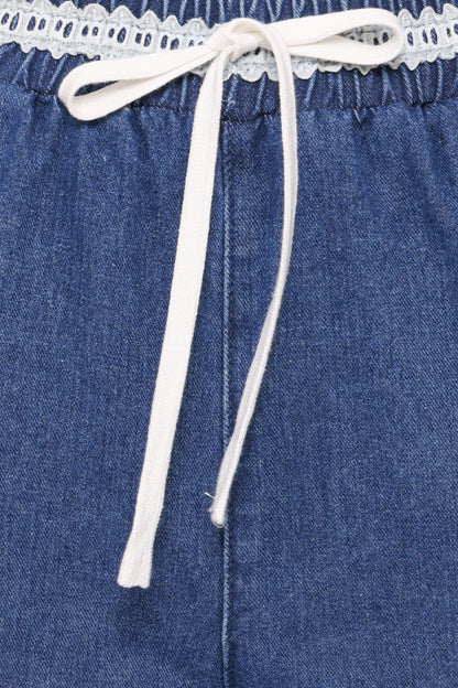 Siun Wide Leg Denim Joggers - Medium Wash