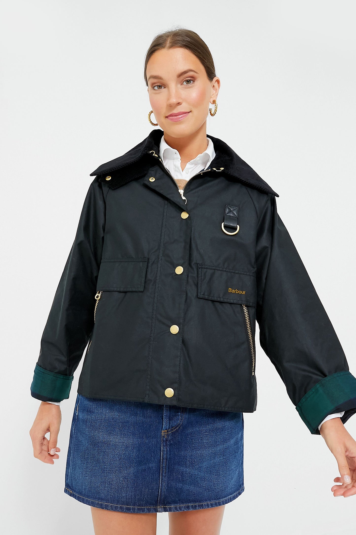 Black and Sage Tartan Catton Wax Jacket