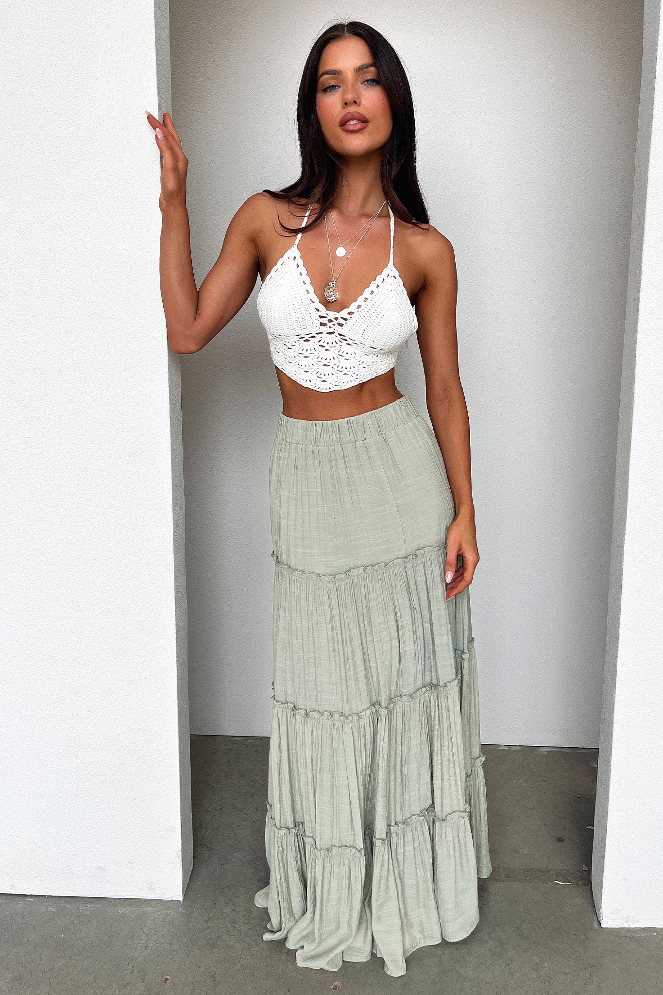 Harkee Crochet Halter Crop - White