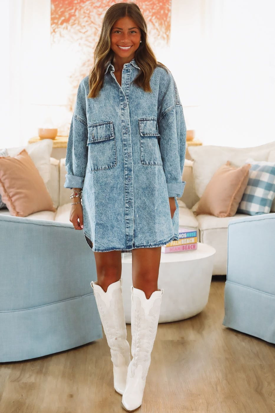 Kicking Up Dust Shacket Dress - Denim (FINAL SALE)
