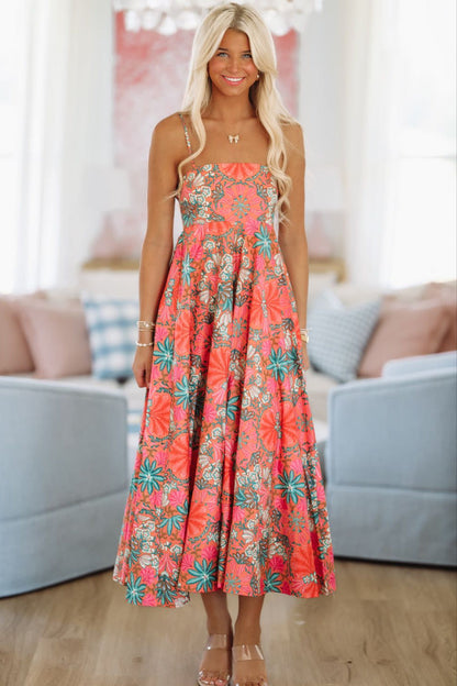 Week in Tulum Maxi Dress - Orange, Pink and Green