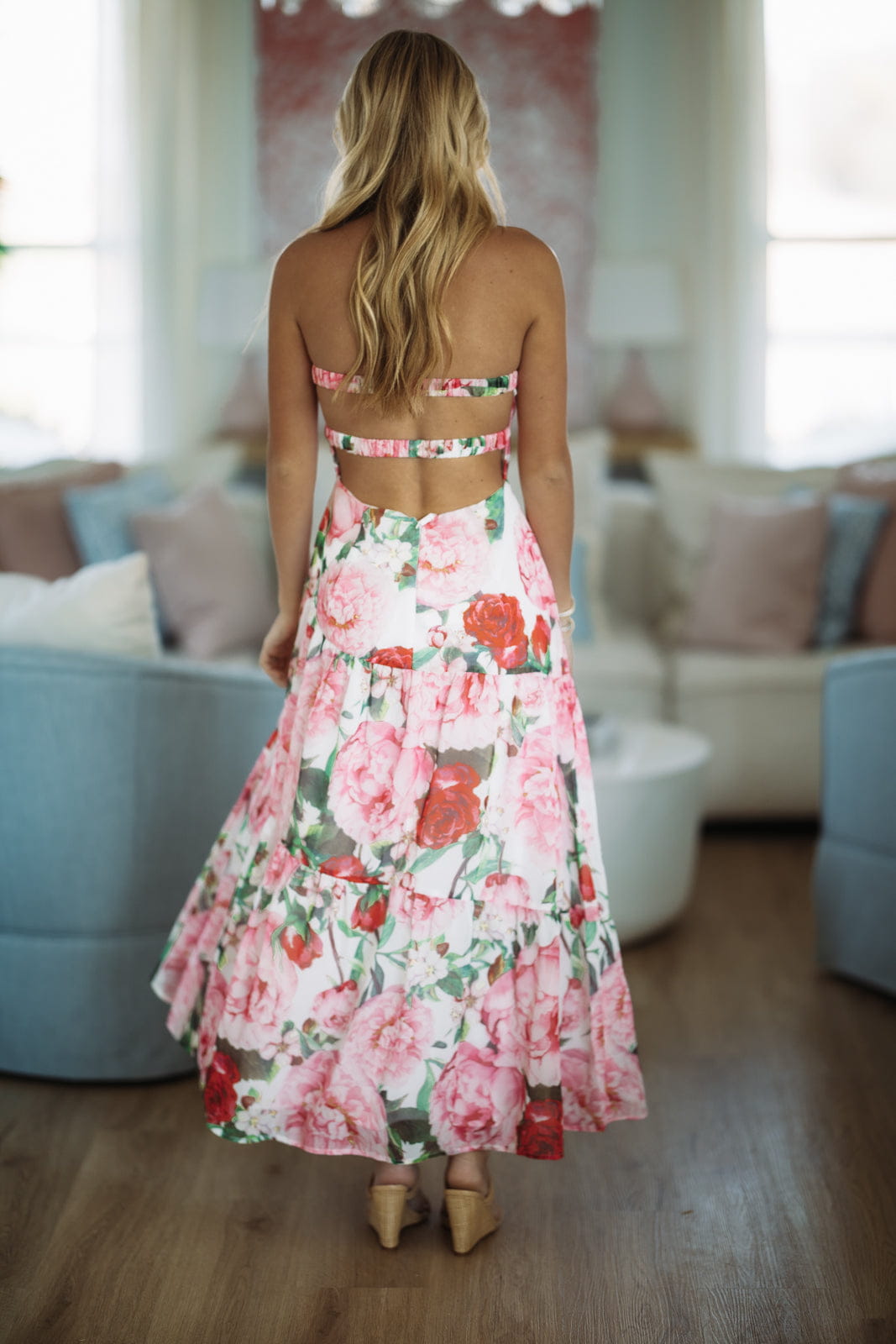 99 Roses Maxi Dress - Red, Pink, White and Green