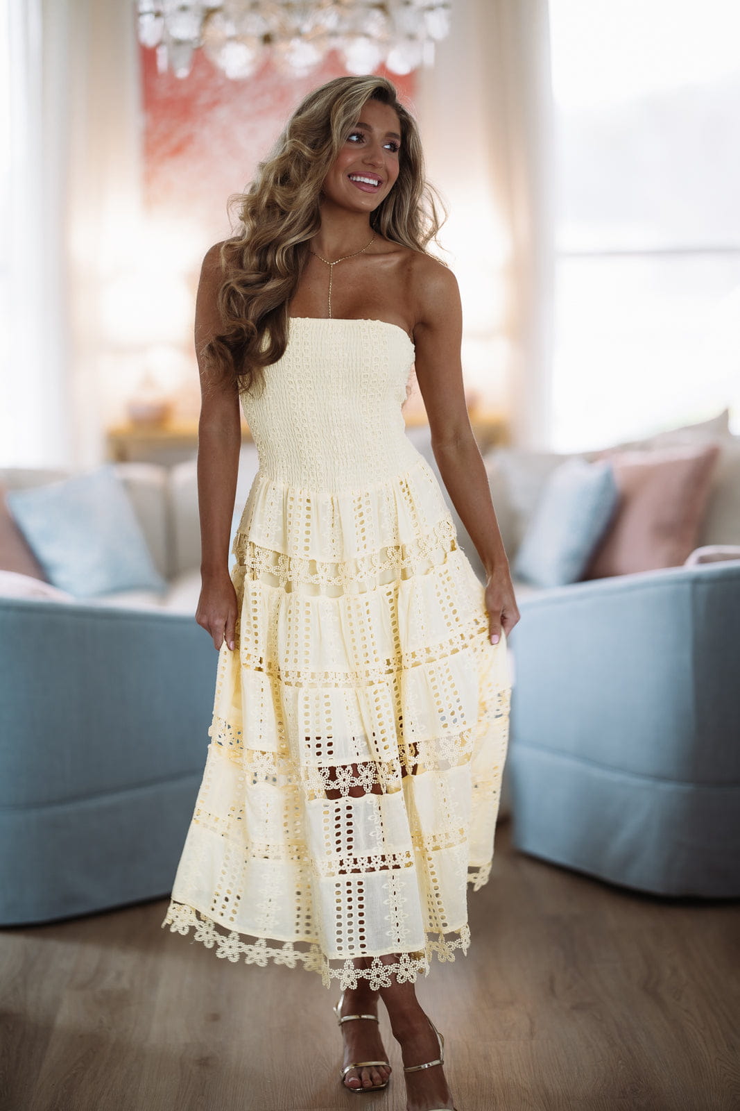 Early Evening Midi Dress - Baby Yellow