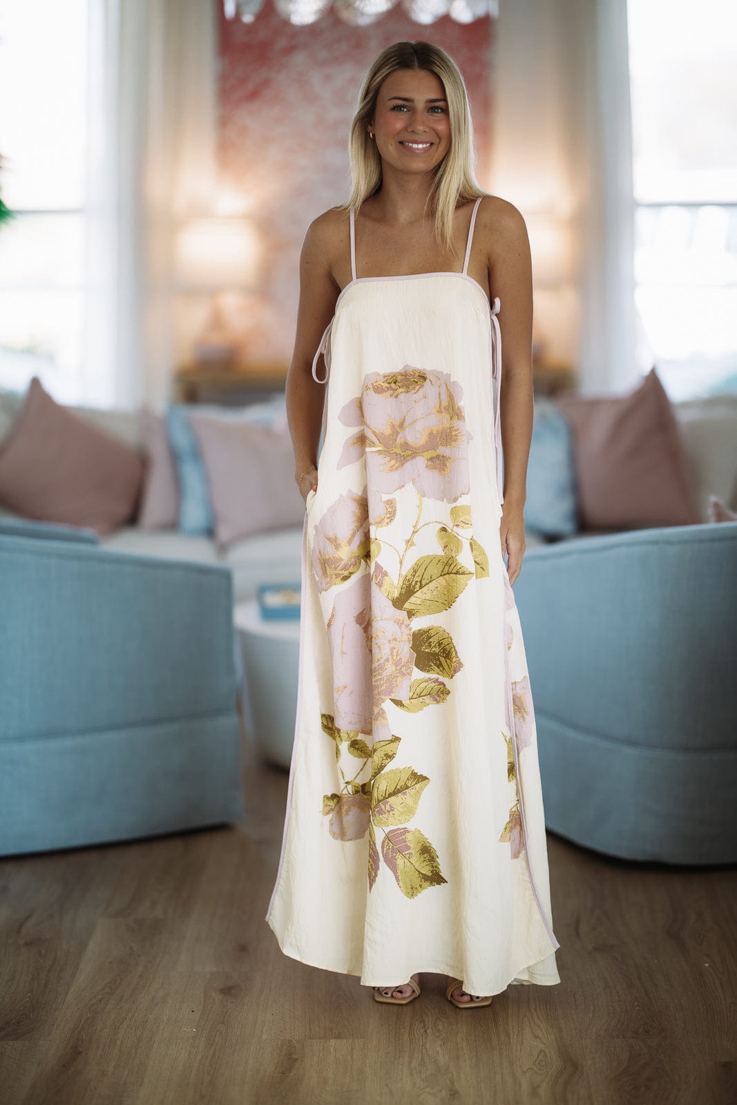 Lasting Embrace Maxi Dress - Butter Yellow, Lavender and Green