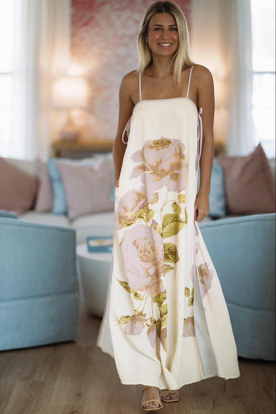 Lasting Embrace Maxi Dress - Butter Yellow, Lavender and Green
