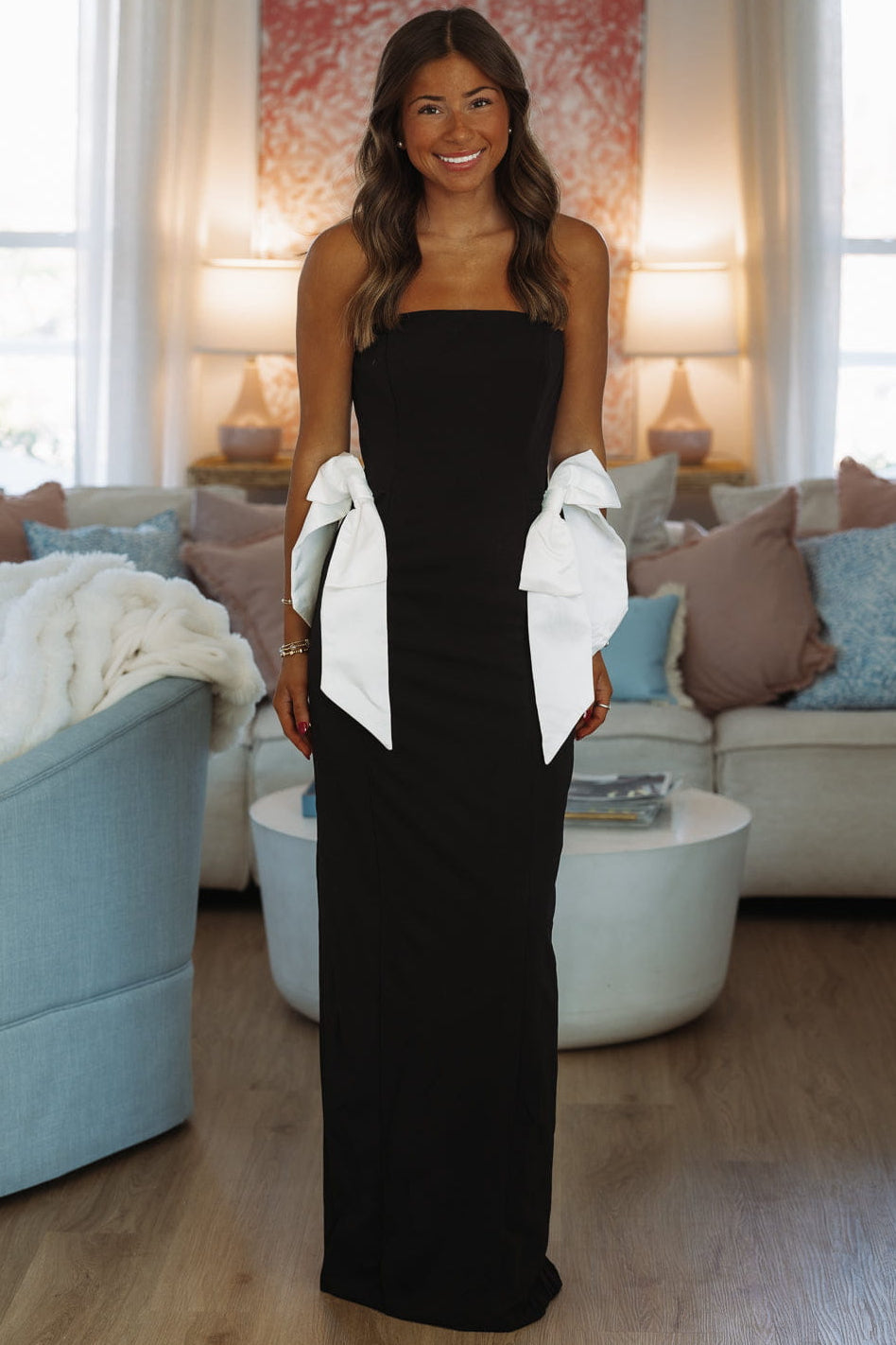 Classic With A Twist Maxi Dress -Black and White
