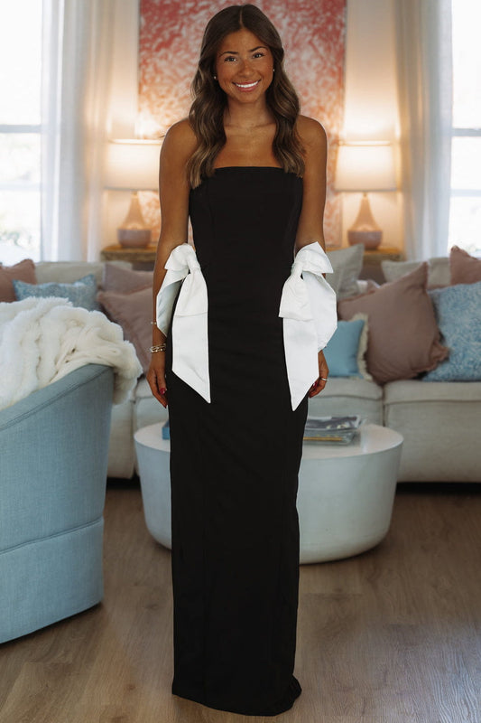 Classic With A Twist Maxi Dress -Black and White