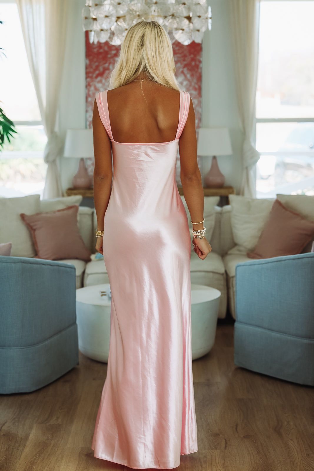 Pink Lace Maxi Dress - Pink
