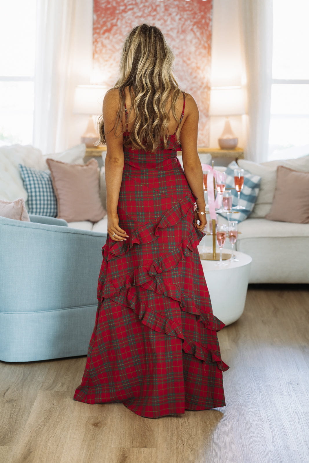 Holiday Tartan Maxi Dress - Red and Green
