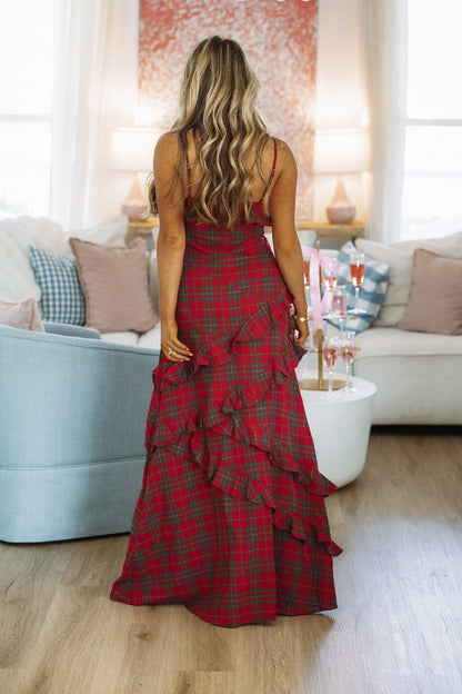Holiday Tartan Maxi Dress - Red and Green