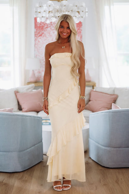 Kiss You Back Maxi Dress - Yellow
