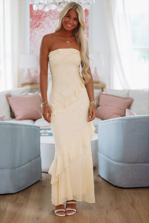 Kiss You Back Maxi Dress - Yellow