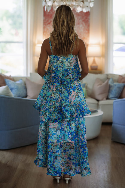 Delicate Blooms Maxi Dress - Green