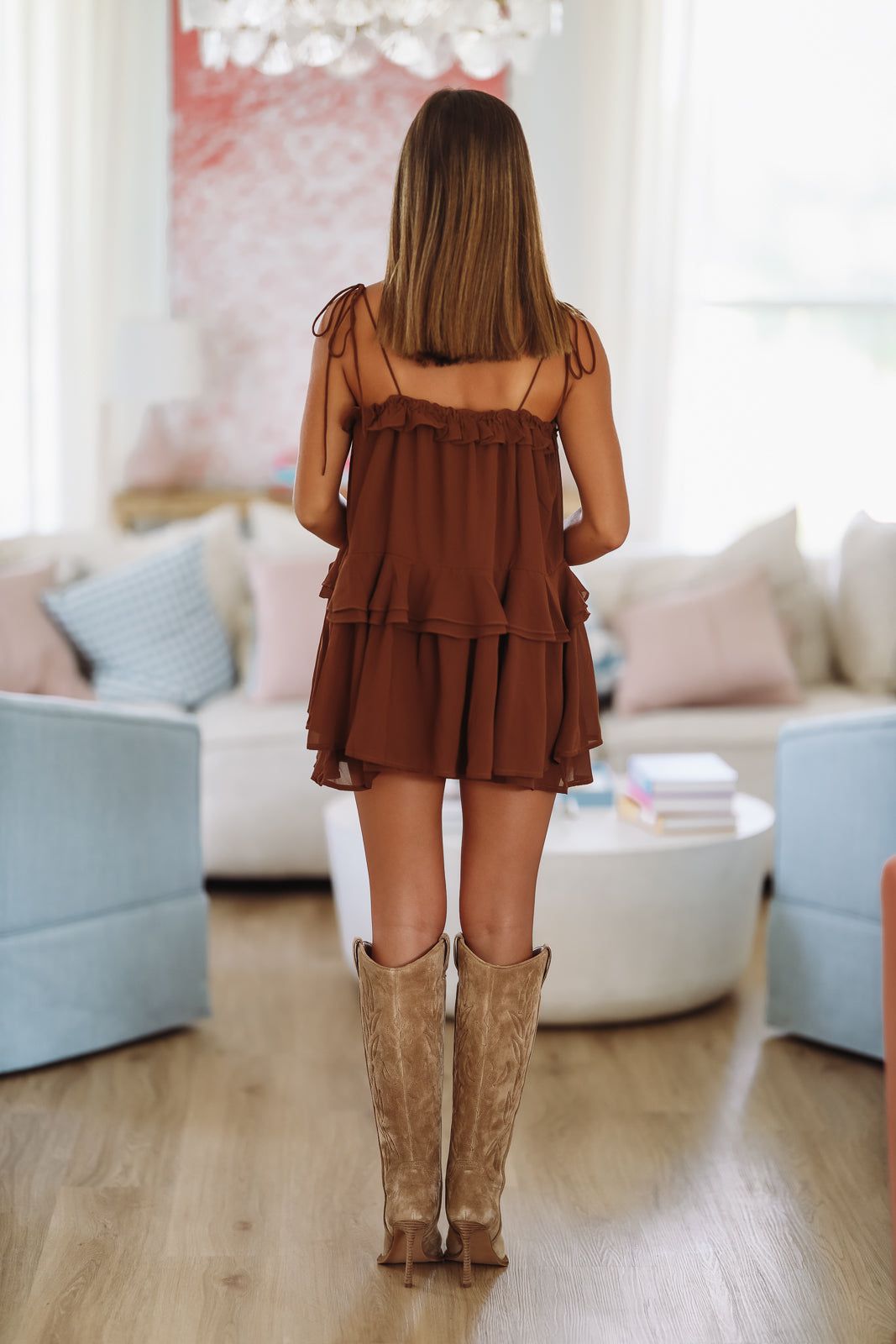 Chocolate Latte Mini Romper Dress - Brown