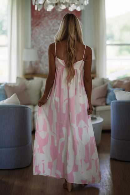 11:11 Maxi Dress - White and Pink