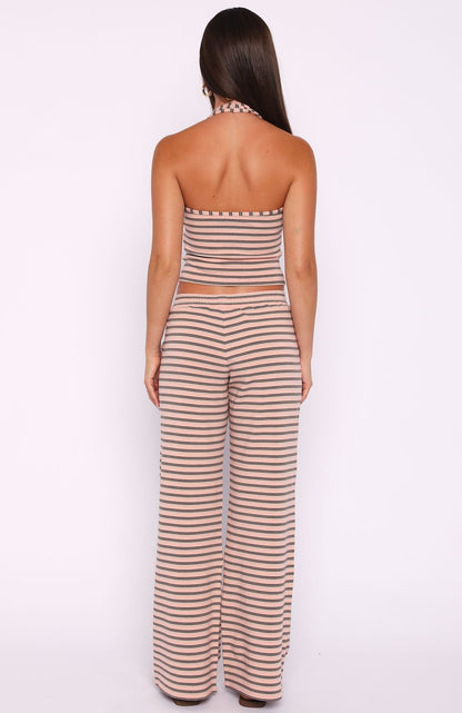 Looking Back Wide Leg Pants Pink Stripe