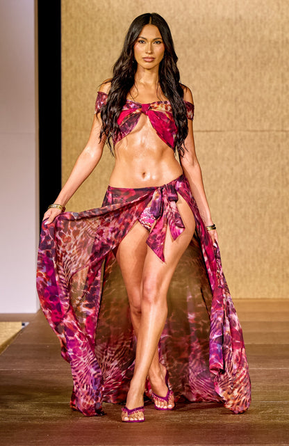 Frangipani Drift Maxi Skirt Electric Bloom