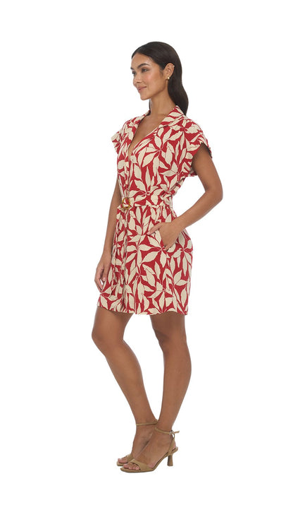 Aurora Collar Mini Dress - Laleen Red