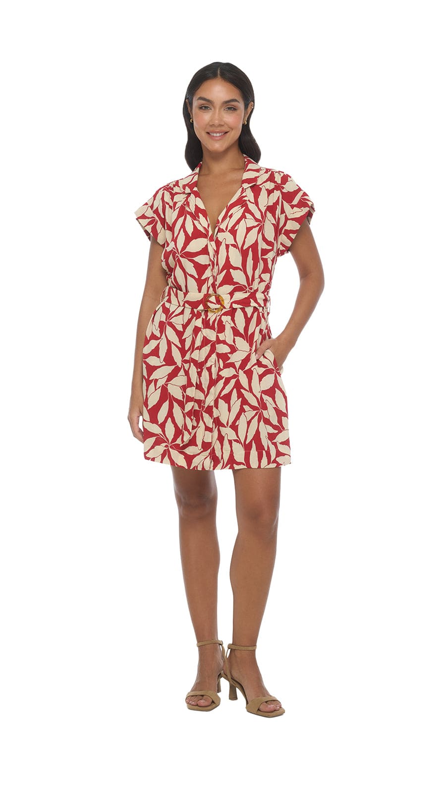 Aurora Collar Mini Dress - Laleen Red