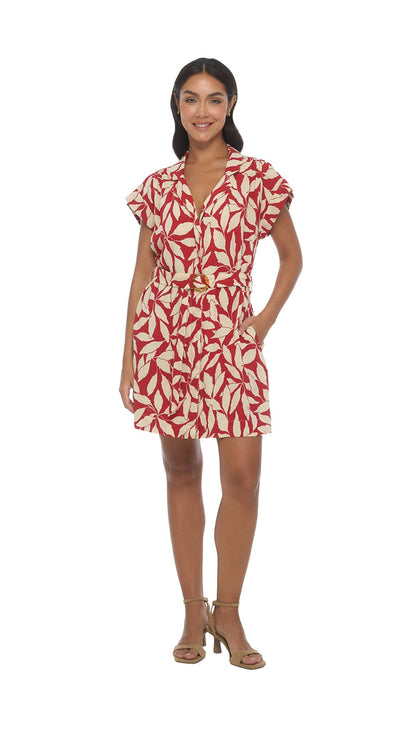 Aurora Collar Mini Dress - Laleen Red