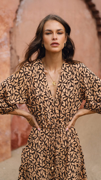 Fethiye Midi Dress - Petaline Brown