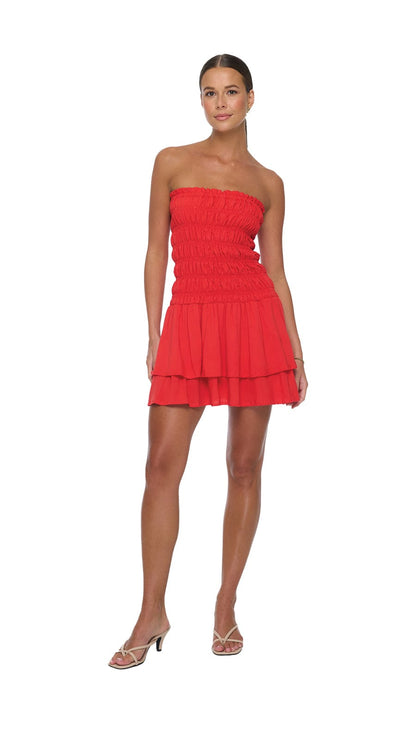 Flor de Juma Mini Dress - Coral Red