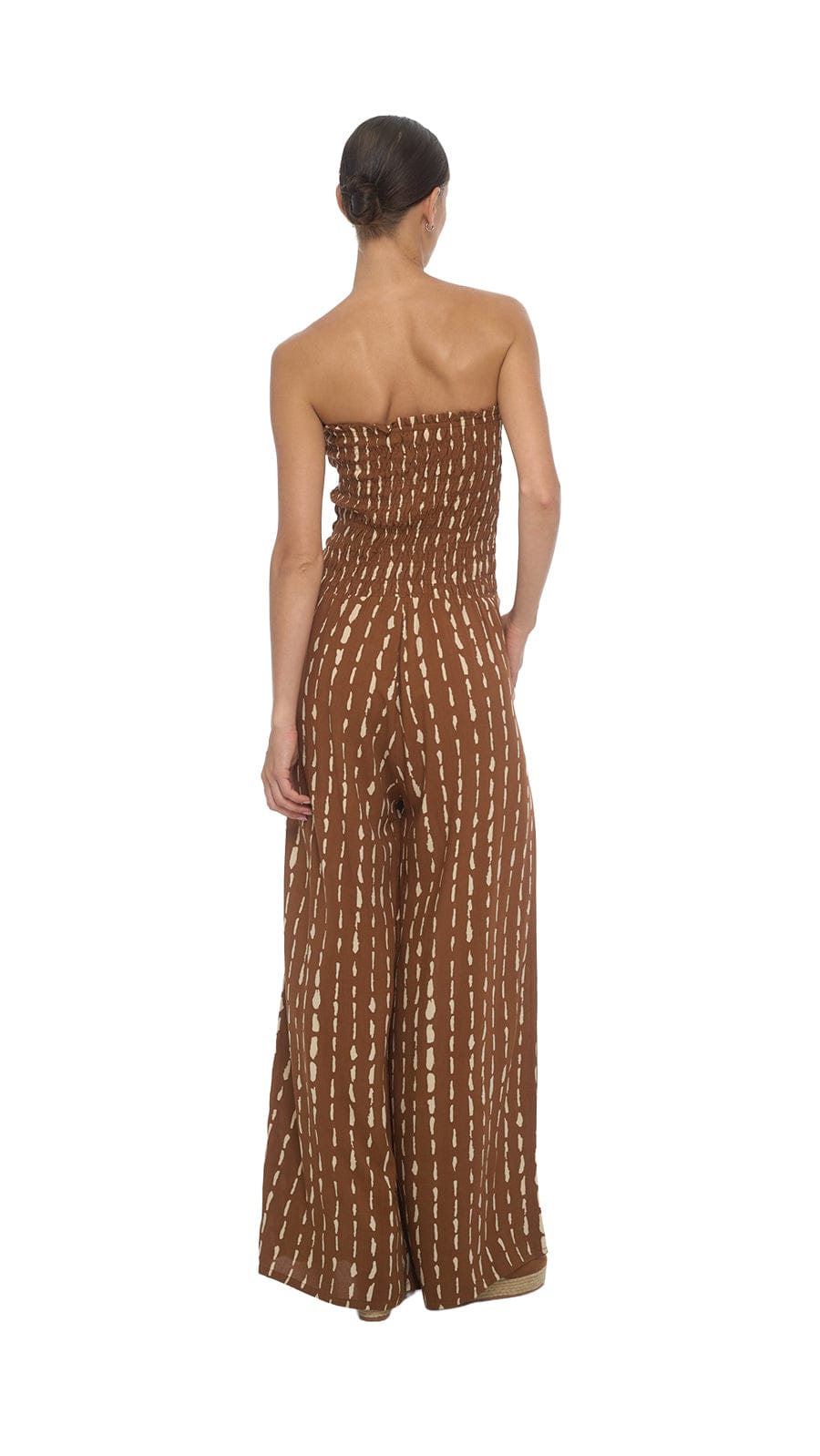 Smocked Top Lawai Jumpsuit - Current Brown