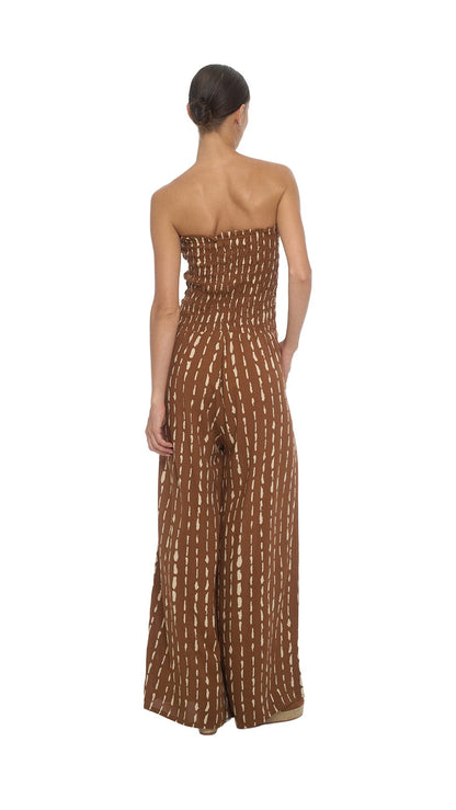 Smocked Top Lawai Jumpsuit - Current Brown
