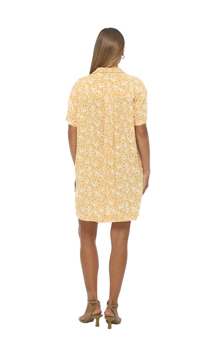 Button Down Mini Shirt Dress Azuris - Lysoria Yellow
