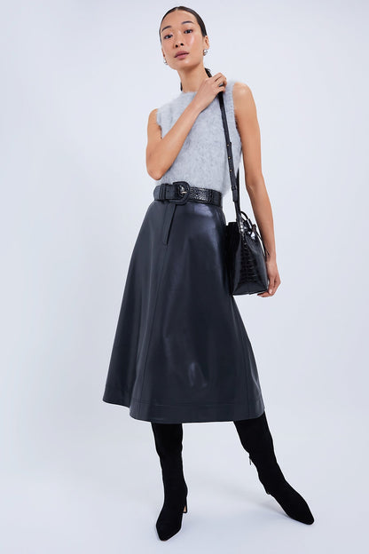 Black Croc-Embossed Waist Belt