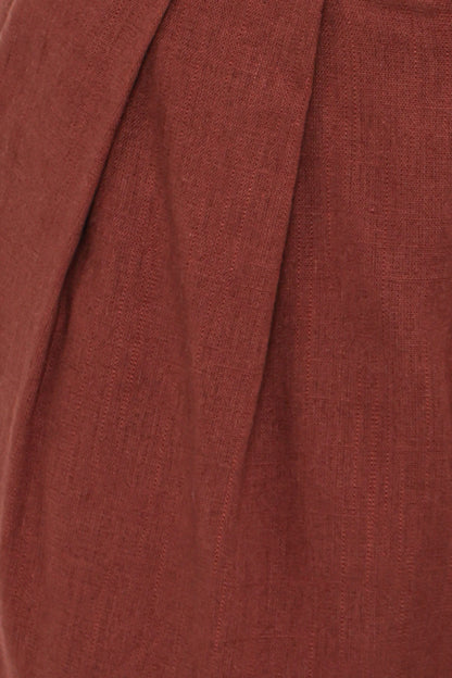 Elinor Cuffed Linen Short - Brown