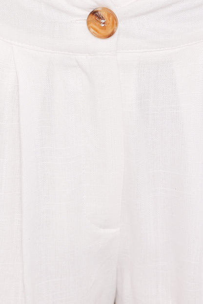 Elinor Cuffed Linen Short - Cream