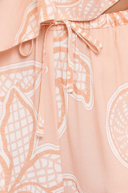 Lira Tie Waist Pant - Peach Floral