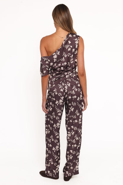 Romola Pant - Brown Cream Floral