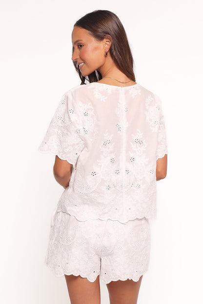 Tanis Embroidered Shorts - White