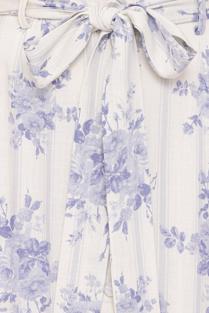 Xander Tie Waist Midi Skirt - Lilac Floral